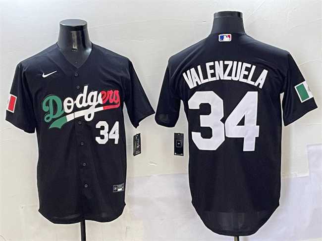Men%27s Los Angeles Dodgers #34 Fernando Valenzuela Black Mexico Flag Cool Base Stitched Jersey->los angeles dodgers->MLB Jersey